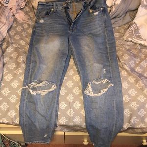 American Eagle Mom Jean with holes at each knee